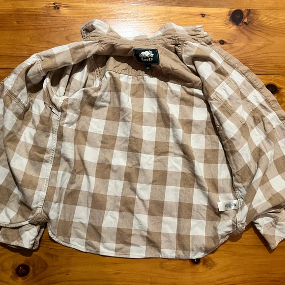 Women’s Roots Beige and White Plaid Shirt - Picture 4 of 4